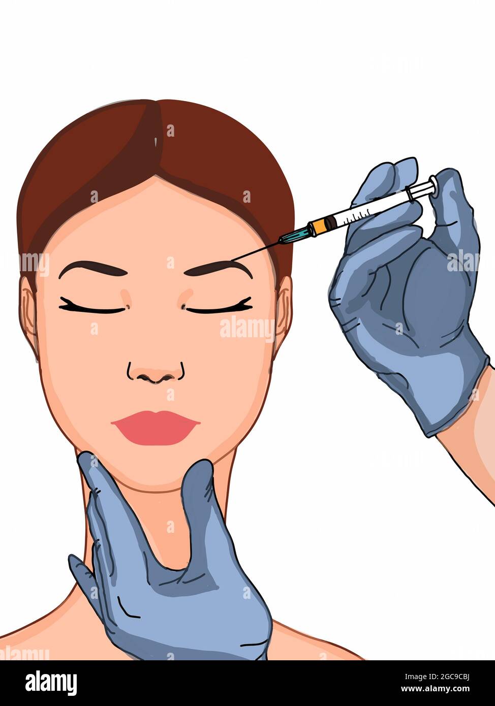 women face ,drawing pencil for lifting injection Stock Photo Alamy