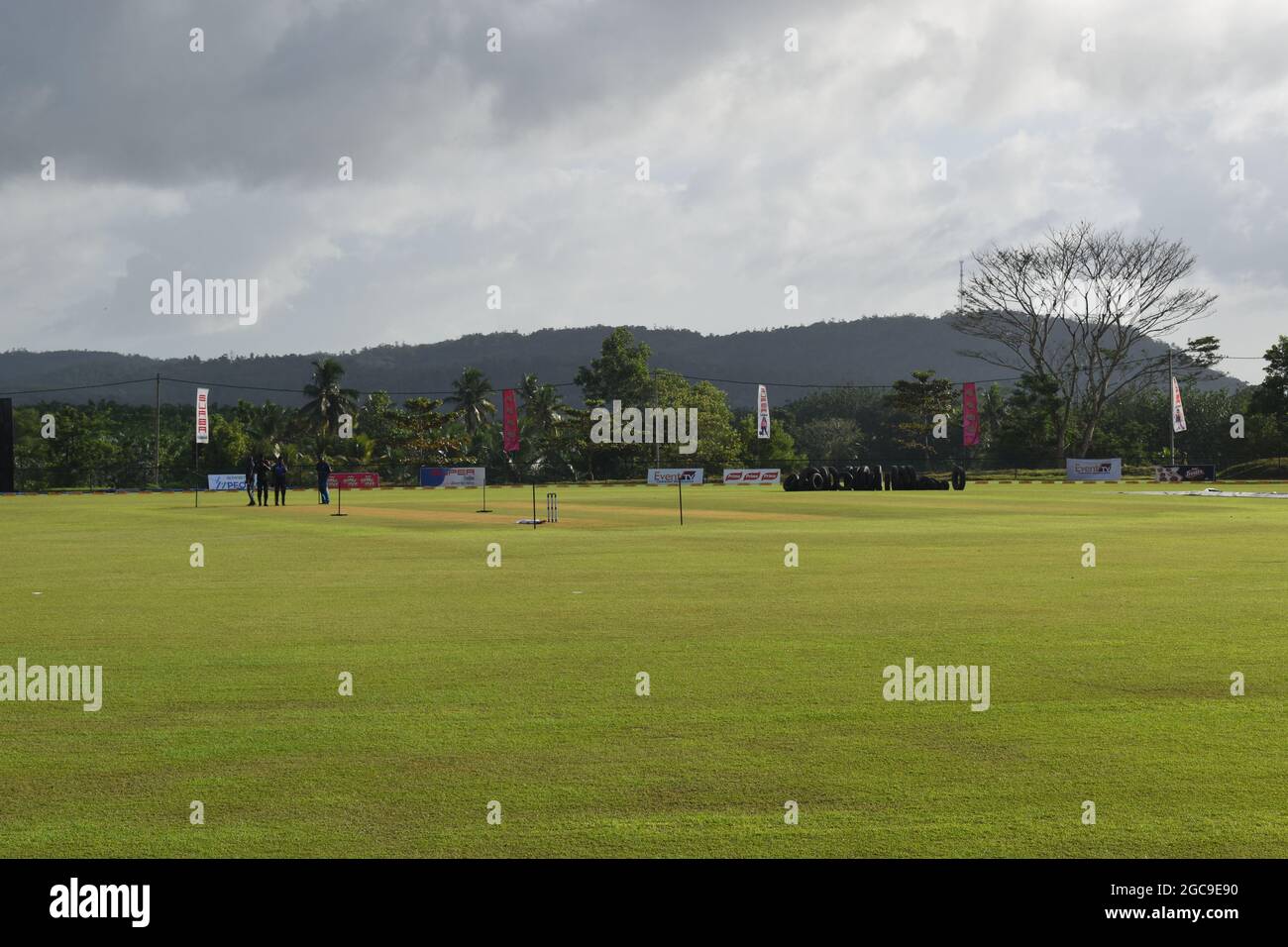 The picturesque Army Ordinance cricket grounds. Dombagoda. Sri Lanka. Stock Photo
