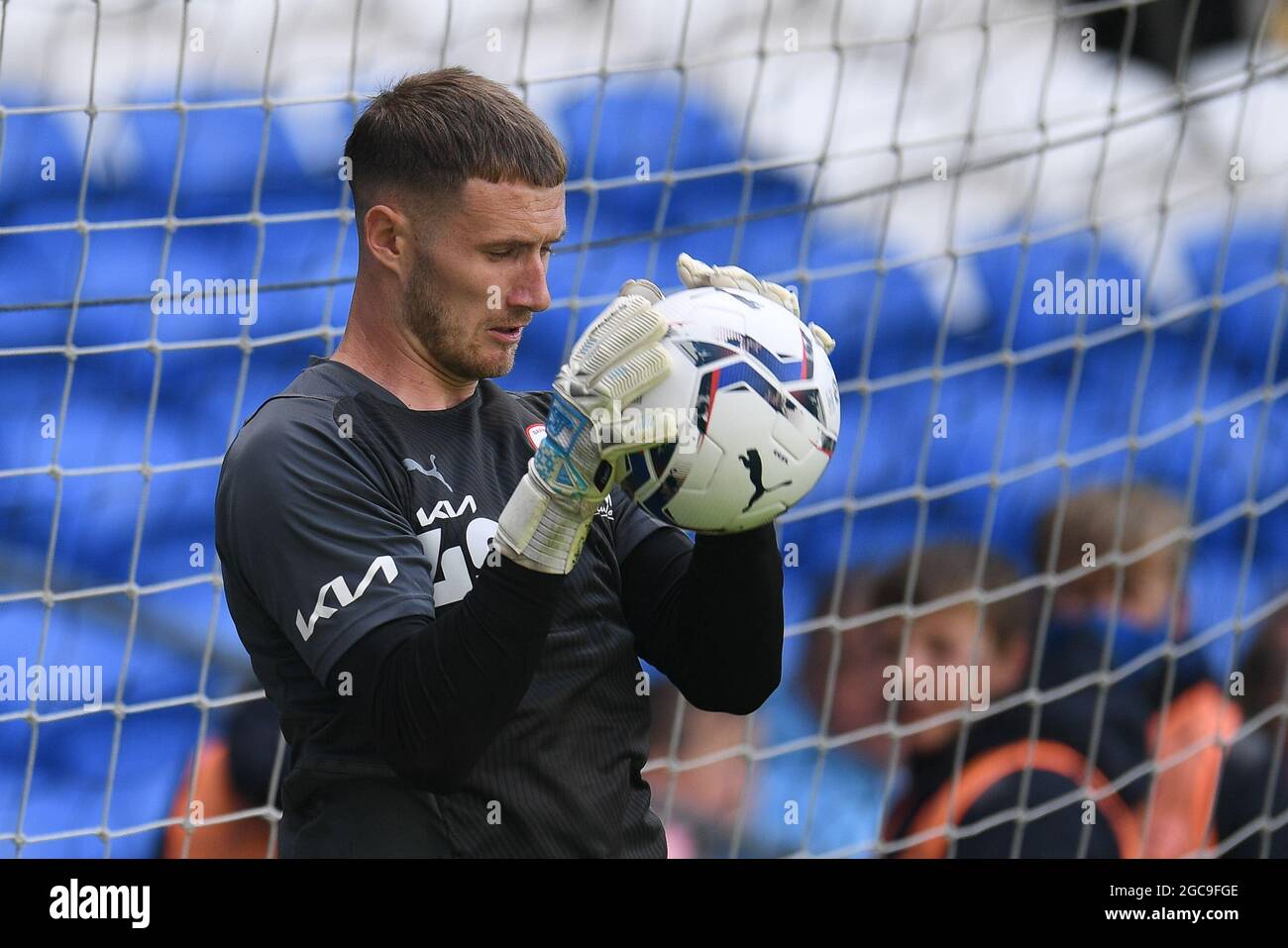 Bradley Collins 40 of Barnsley during the pregame warmup Stock Photo