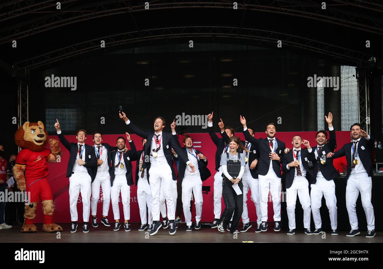 Belgium's players pictured the celebrations for the gold medal of the