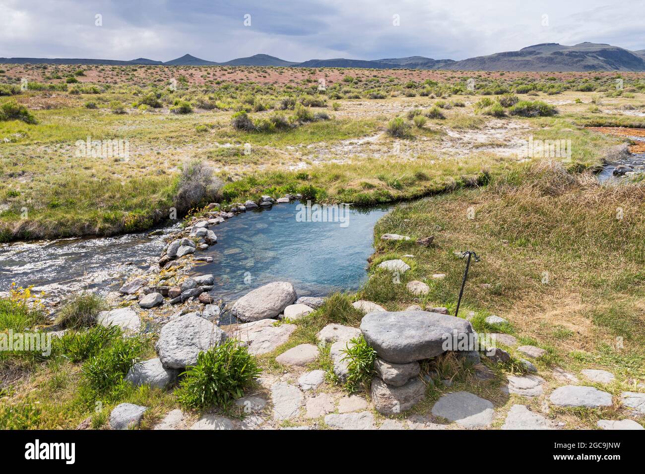 The beautiful hot pools at the Soldier Meadows hot springs in the Black Rock High Rock National Conservation Area, NV, 2020. Stock Photo