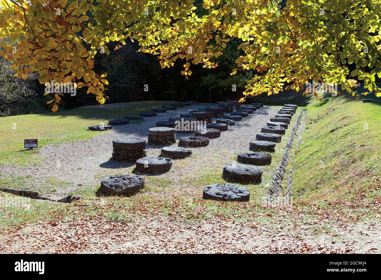 temple ruin on dacian fortress of Orastie mountains, Sarmizegetusa Regia, Romania, UNESCO world heritage site Stock Photo