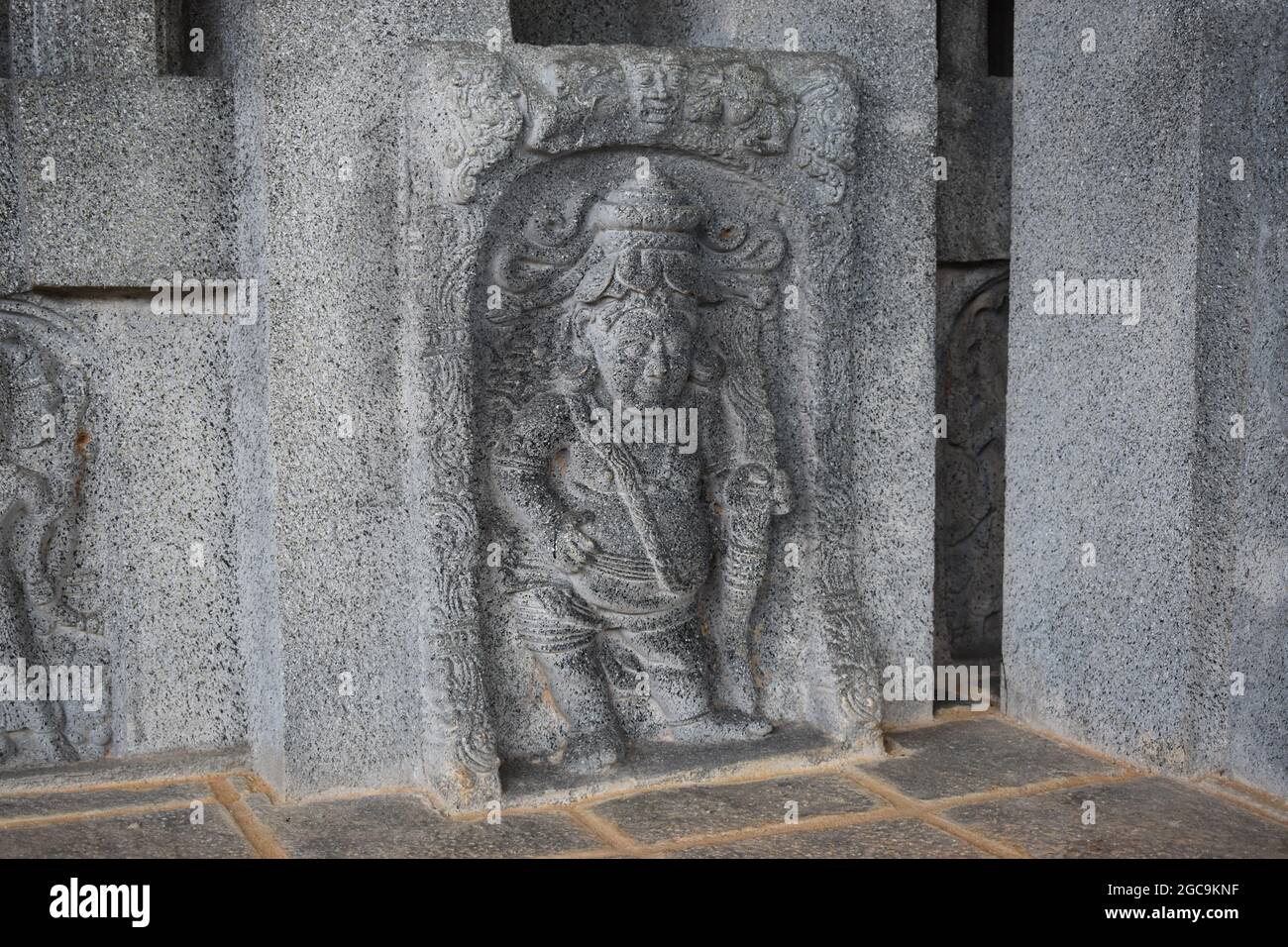 Cement carvings of ancient history of Sri Lanka placed as interior décor at a sports pavilion. Army Ordinance camp Dombagoda. Sri Lanka. Stock Photo