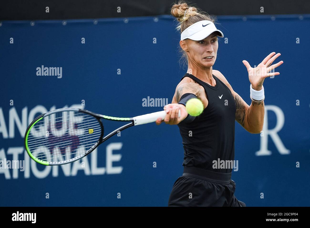 August 07, 2021: Polona Hercog (SLO) gets ready to return the ball during  the WTA National Bank Open qualifying round match at IGA Stadium in  Montreal, Quebec. David Kirouac/CSM Stock Photo - Alamy