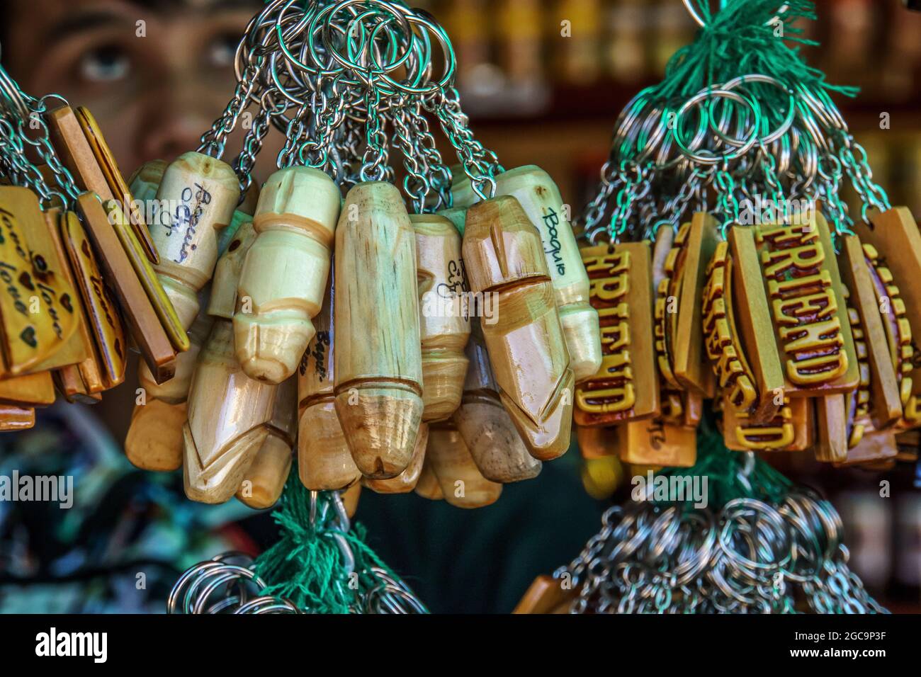 BAGUIO, PHILIPPINES Dec 21, 2016 A closeup shot of wooden key chains