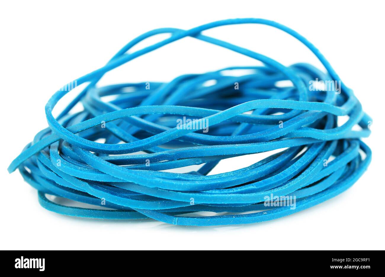 Blue rubber bands isolated on white Stock Photo - Alamy
