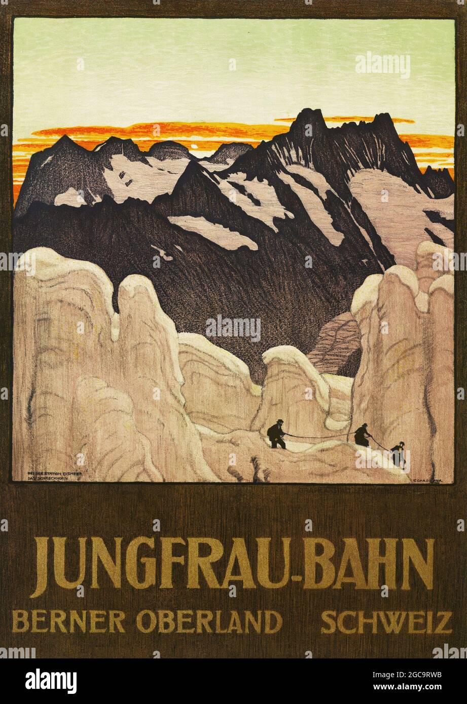 Poster Vintage Ski Jungfrau Bahn Suisse 50x70cm - Affiche De Montagne - PostersAndCo