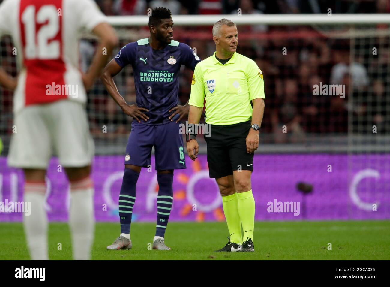 AMSTERDAM, NETHERLANDS - AUGUST 7: referee Bjorn Kuipers looking at the VAR during the Johan Cruijff Schaal between Ajax PSV at Johan Cruijff Arena on August 7, 2021 in Amsterdam,