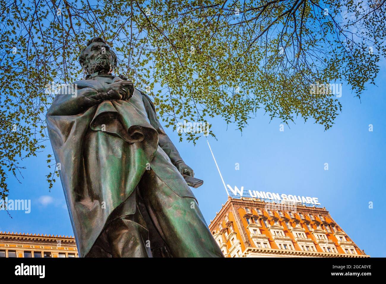 Statue of Abraham Lincoln in Union Square, New York City, USA Stock