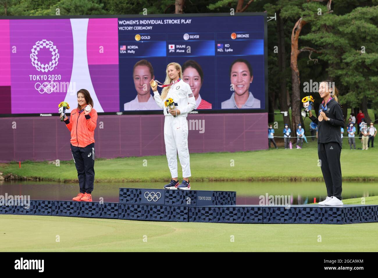 Saitama, Japan. 7th Aug, 2021. (L to R) Mone Inami (JPN), Nelly Korda