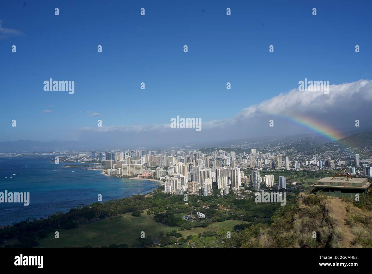 Rainbow over Waikiki Stock Photo