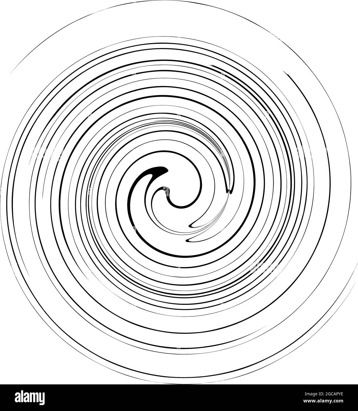 Curvy spiral, swirl and twirl element. Converging rotating radial ...