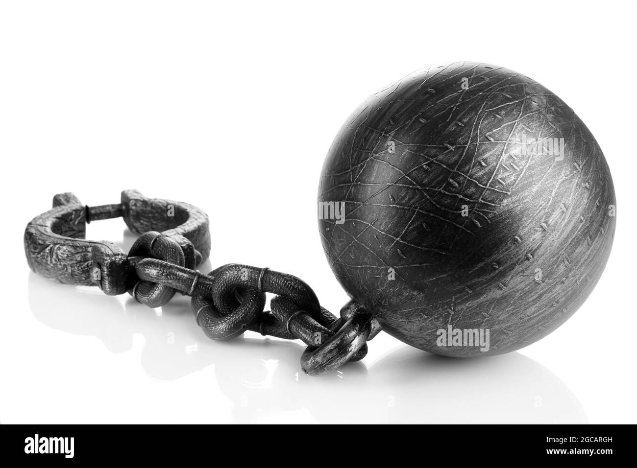 Ball and chain isolated on white Stock Photo Alamy
