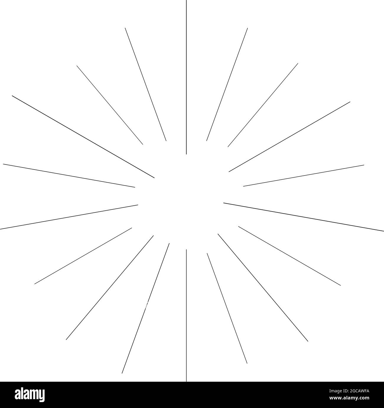 Radial radiating beam ray lines. Starburst, sunburst lineal element ...