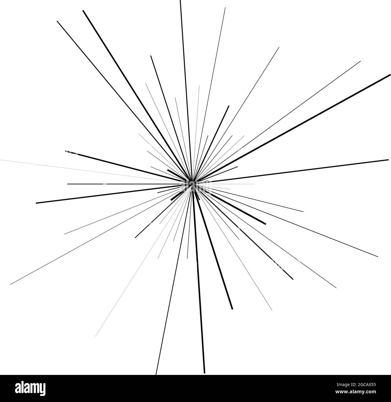Radial radiating beam ray lines. Starburst, sunburst lineal element ...