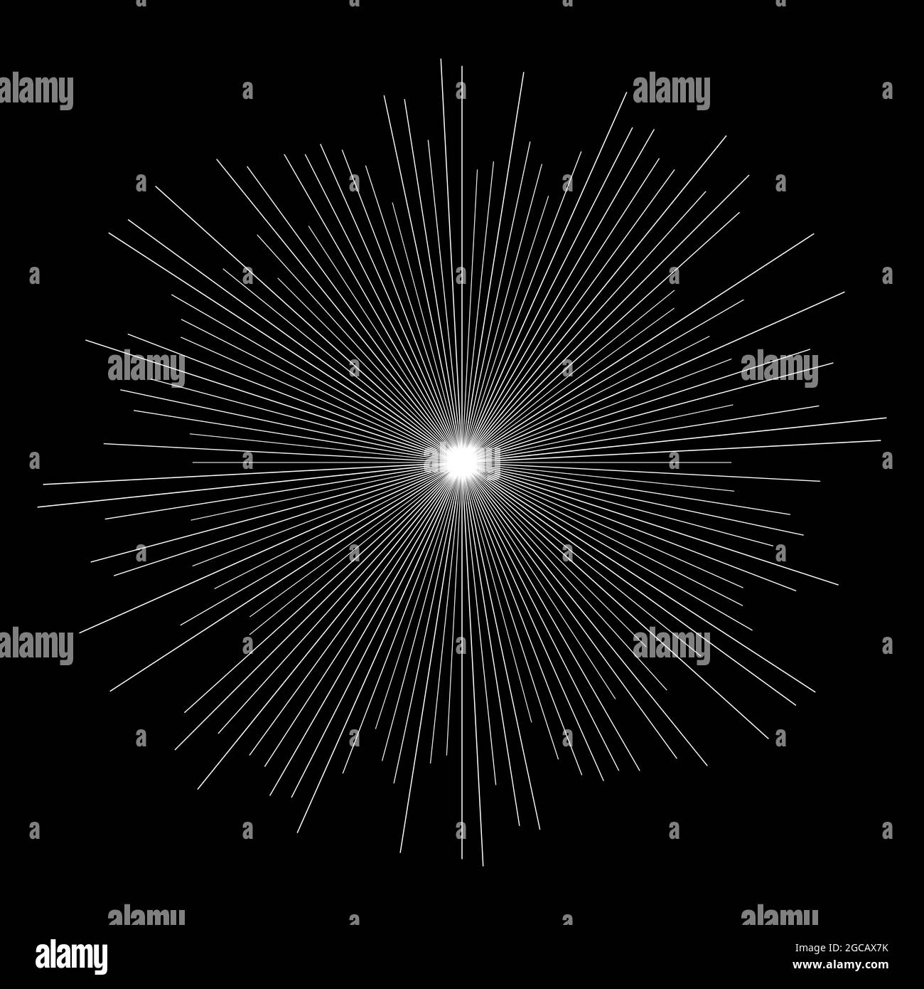 Radial radiating beam ray lines. Starburst, sunburst lineal element ...