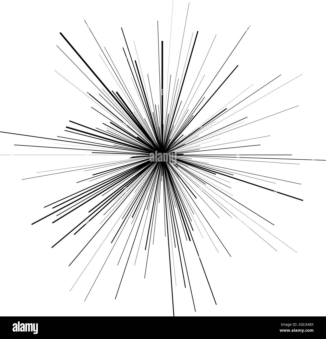 Radial radiating beam ray lines. Starburst, sunburst lineal element ...