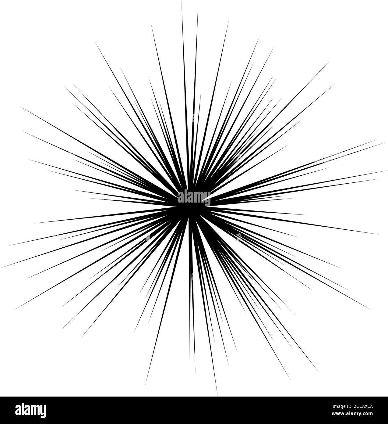 Radial radiating beam ray lines. Starburst, sunburst lineal element ...