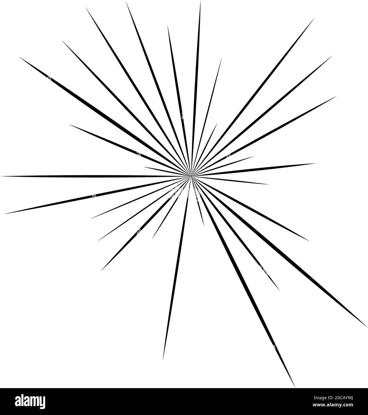 Radial radiating beam ray lines. Starburst, sunburst lineal element ...