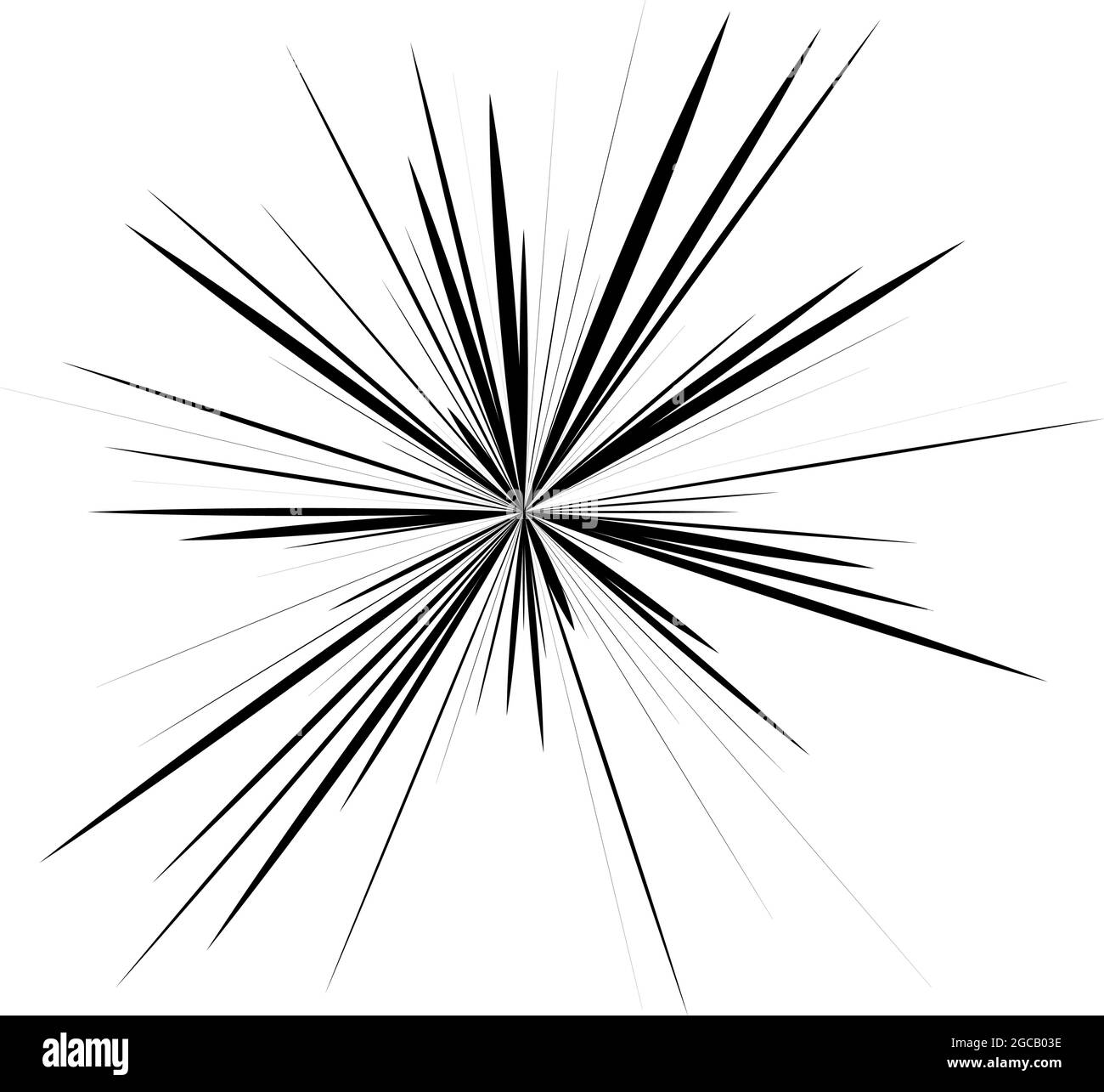 Radial radiating beam ray lines. Starburst, sunburst lineal element ...
