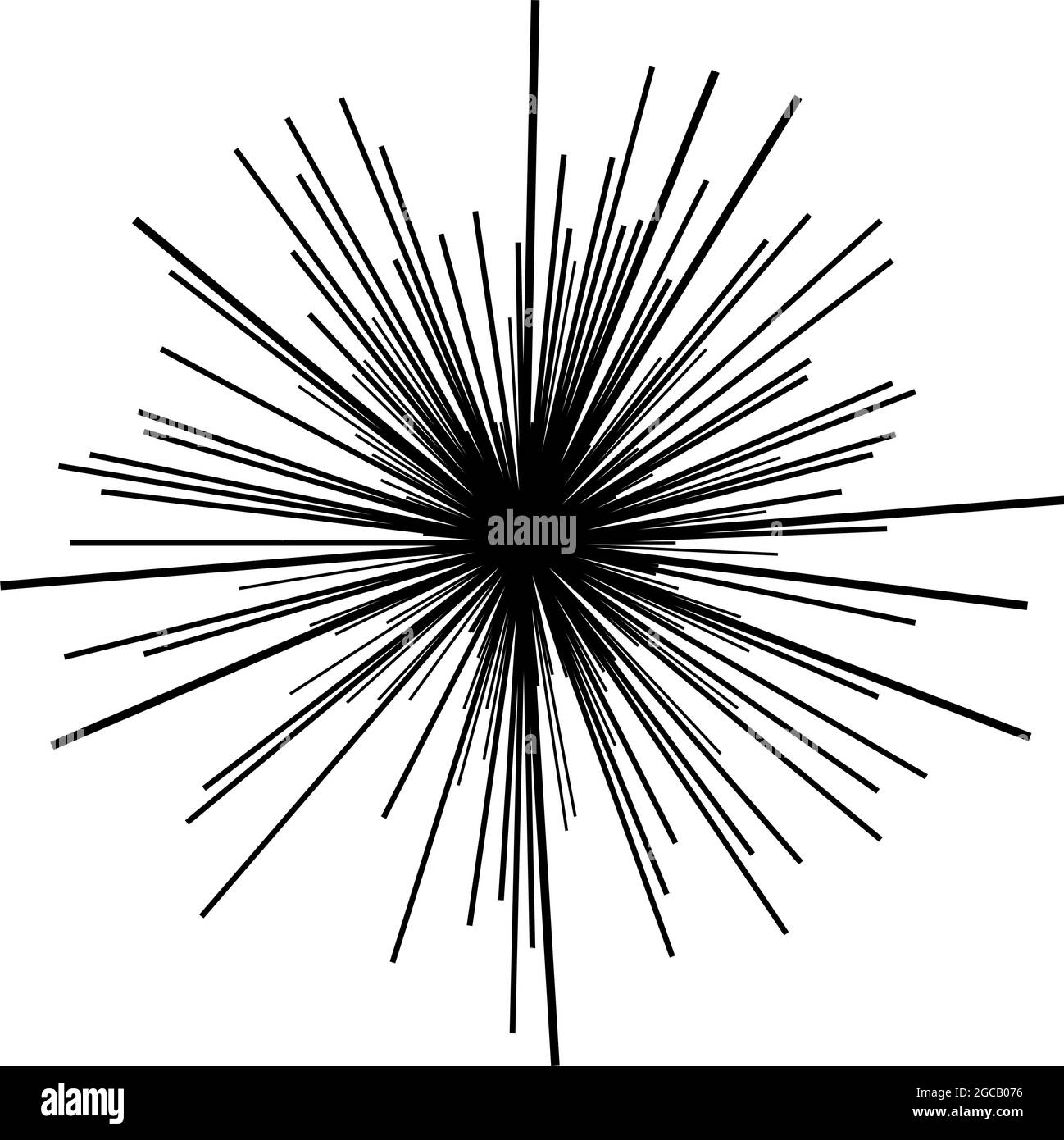 Radial radiating beam ray lines. Starburst, sunburst lineal element ...