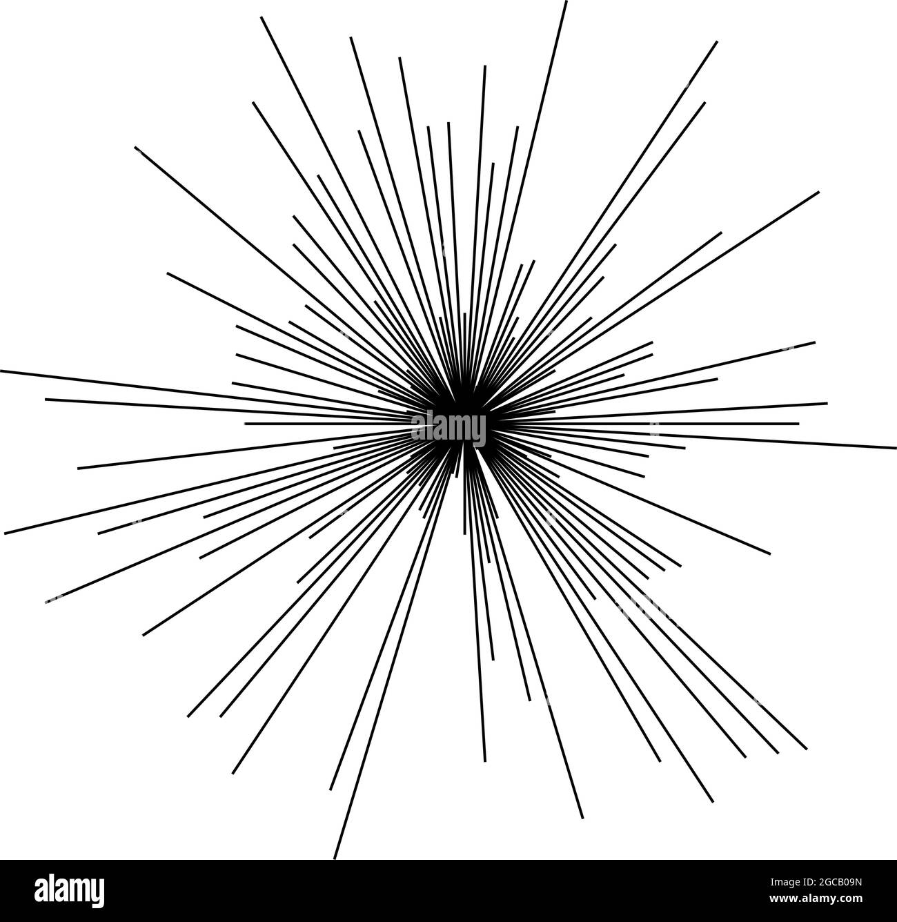Radial radiating beam ray lines. Starburst, sunburst lineal element ...