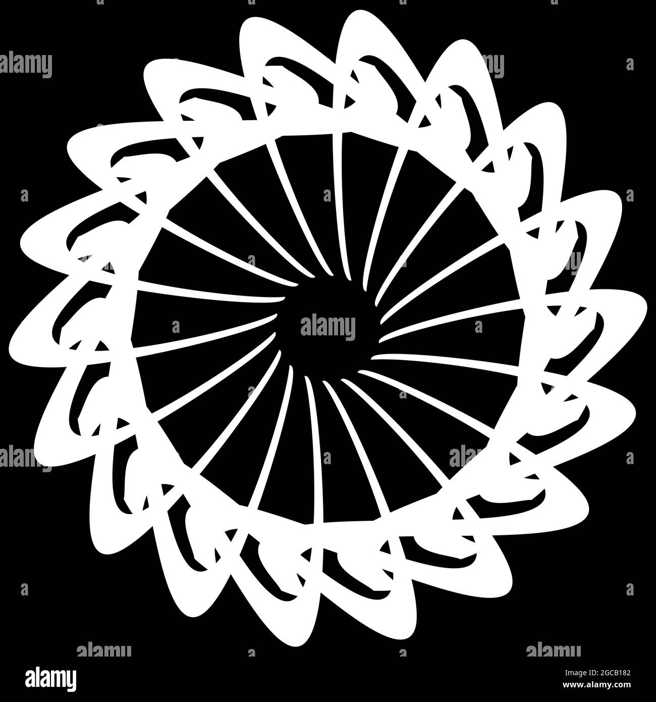 Circular, radial icon, motif, mandala shape. Swirl, twirl, helix ...