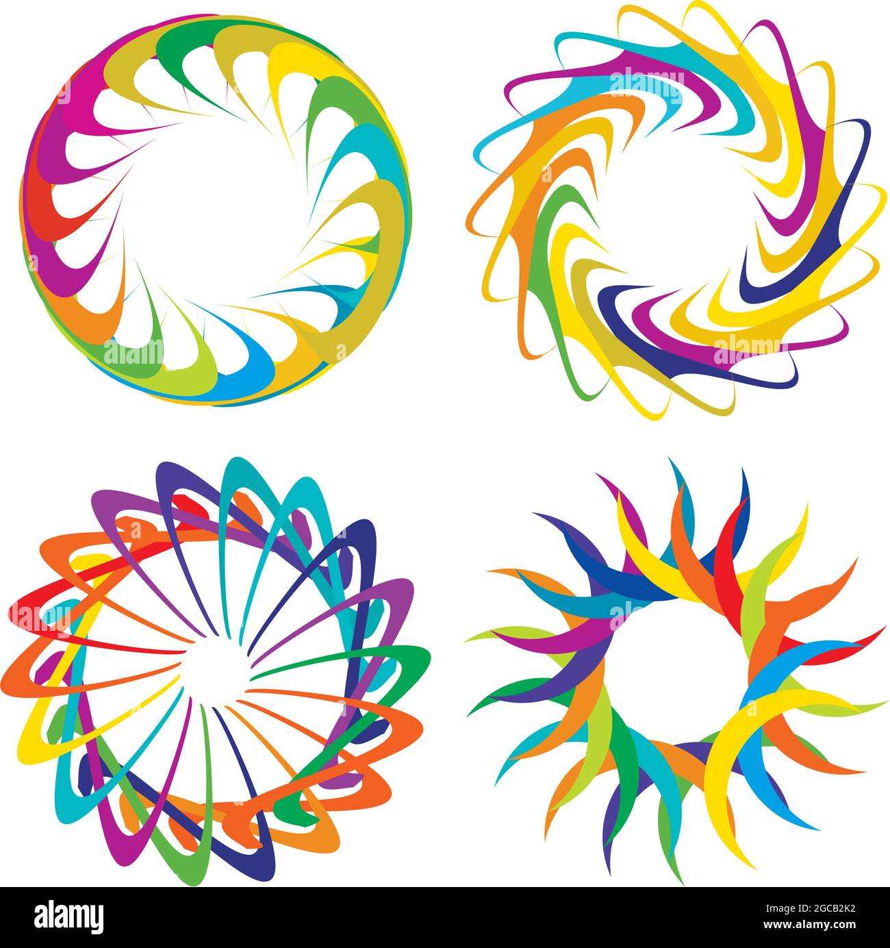 Circular, radial icon, motif, mandala shape. Swirl, twirl, helix ...