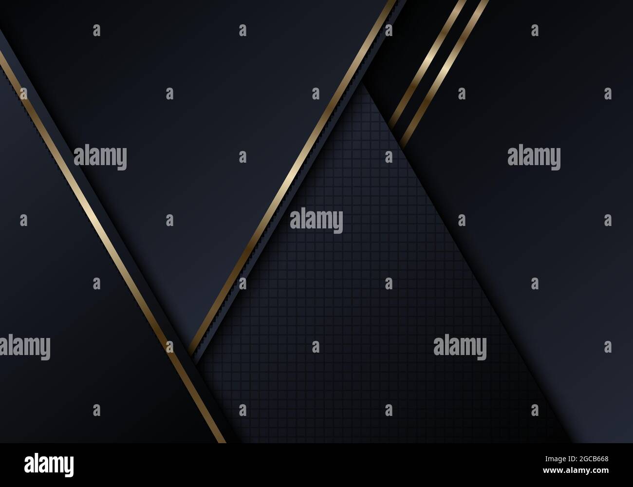 Abstract black triangles shapes with shiny golden lines background ...