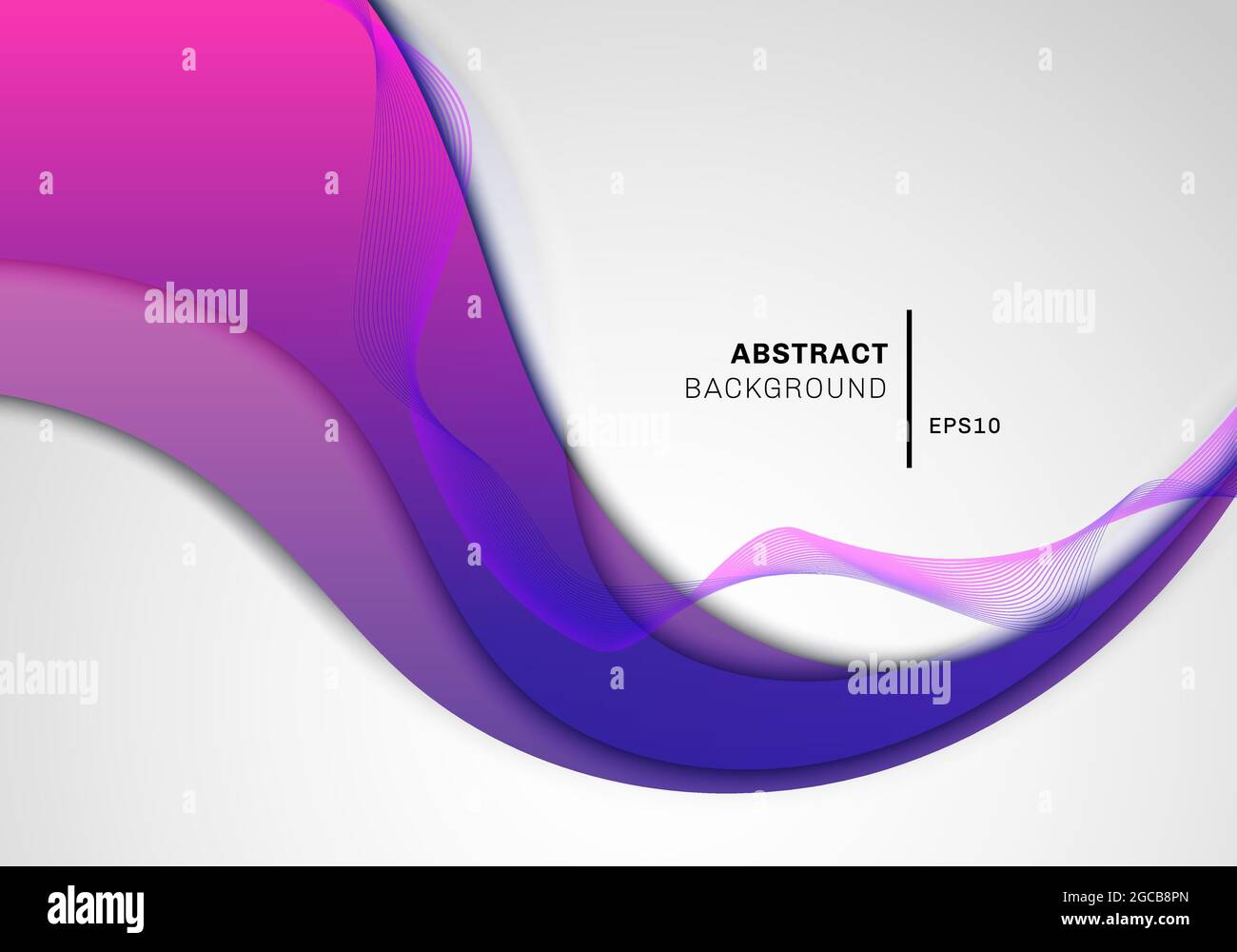 Abstract wave pink and blue gradient shape with wavy line on white ...