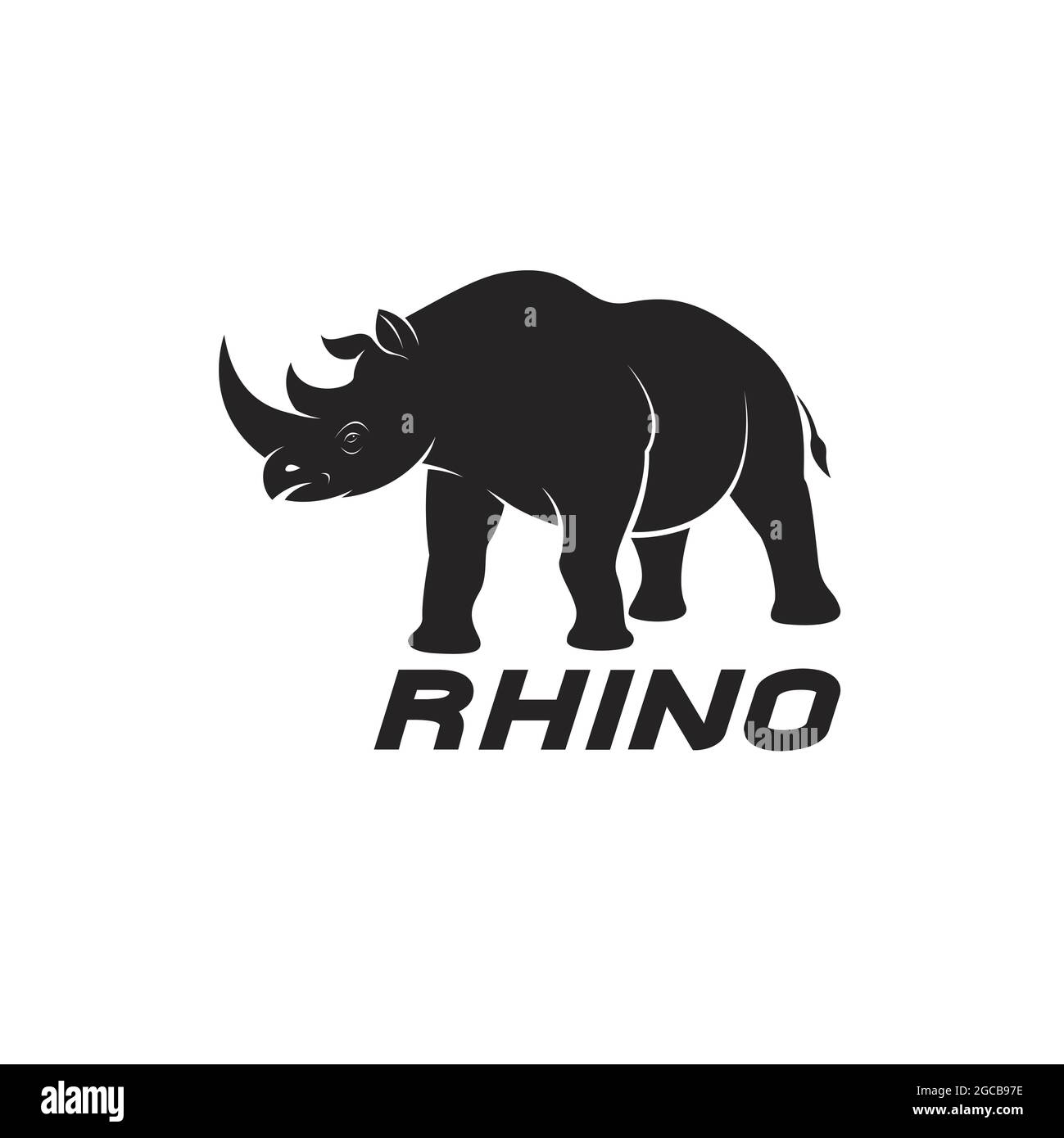 Vector of rhinoceros on a white background. Wild Animals. Rhino logo or icon.  Easy editable layered vector illustration. Stock Vector