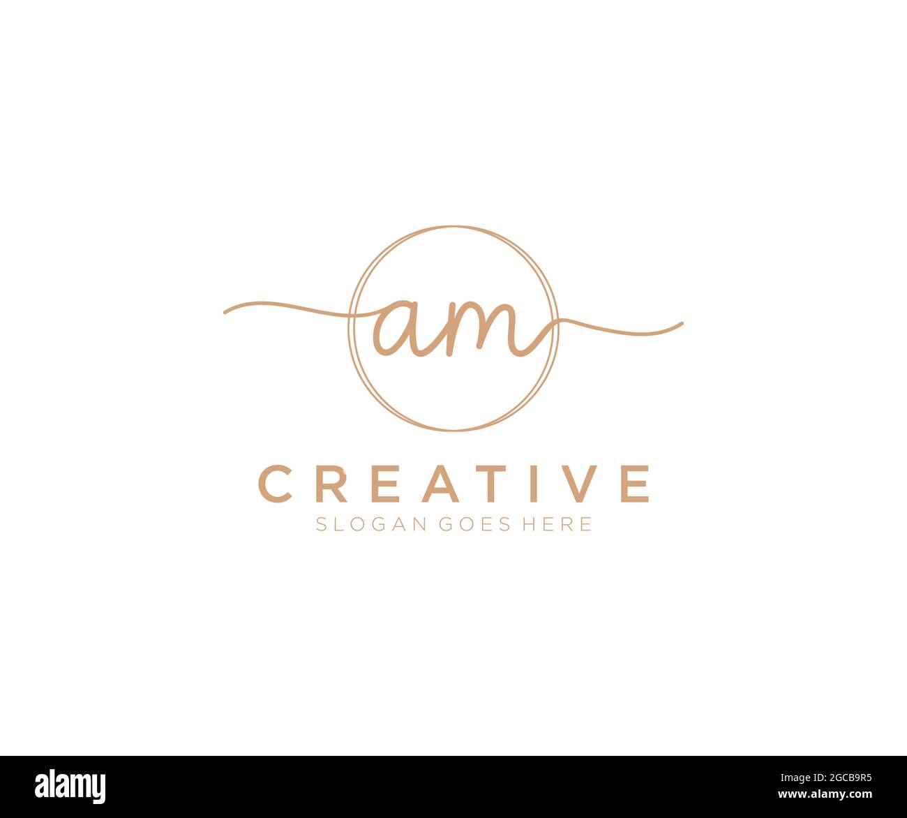 Initial am beauty monogram and elegant logo design