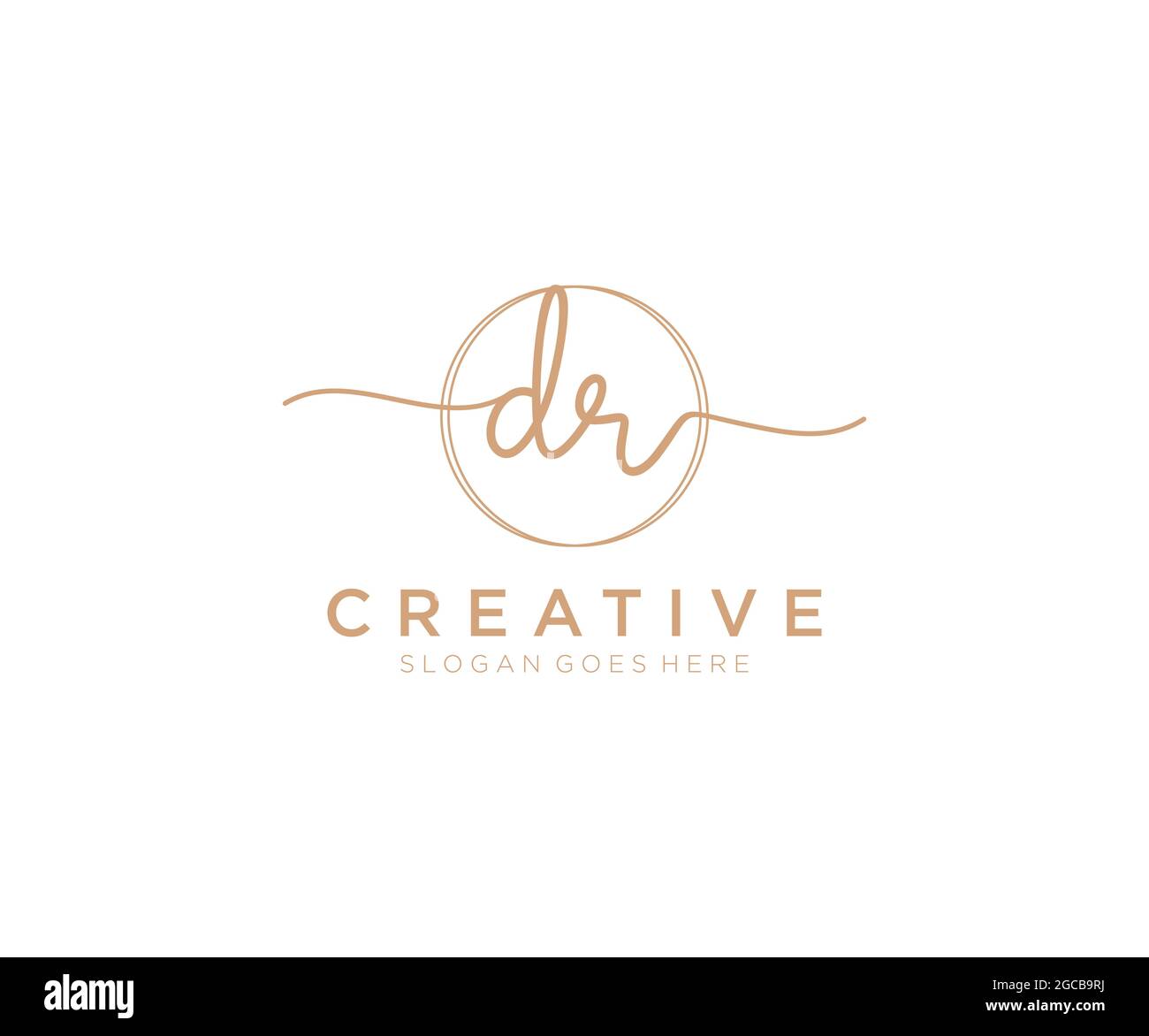 DR Feminine logo beauty monogram and elegant logo design, handwriting logo of initial signature, wedding, fashion, floral and botanical with creative Stock Vector