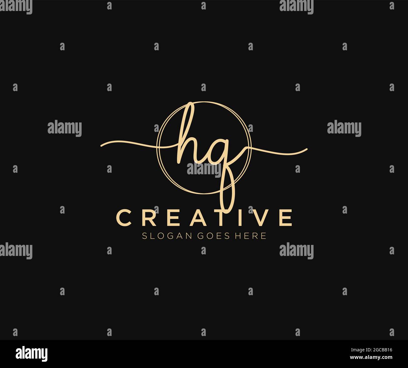 HQ Feminine logo beauty monogram and elegant logo design, handwriting ...