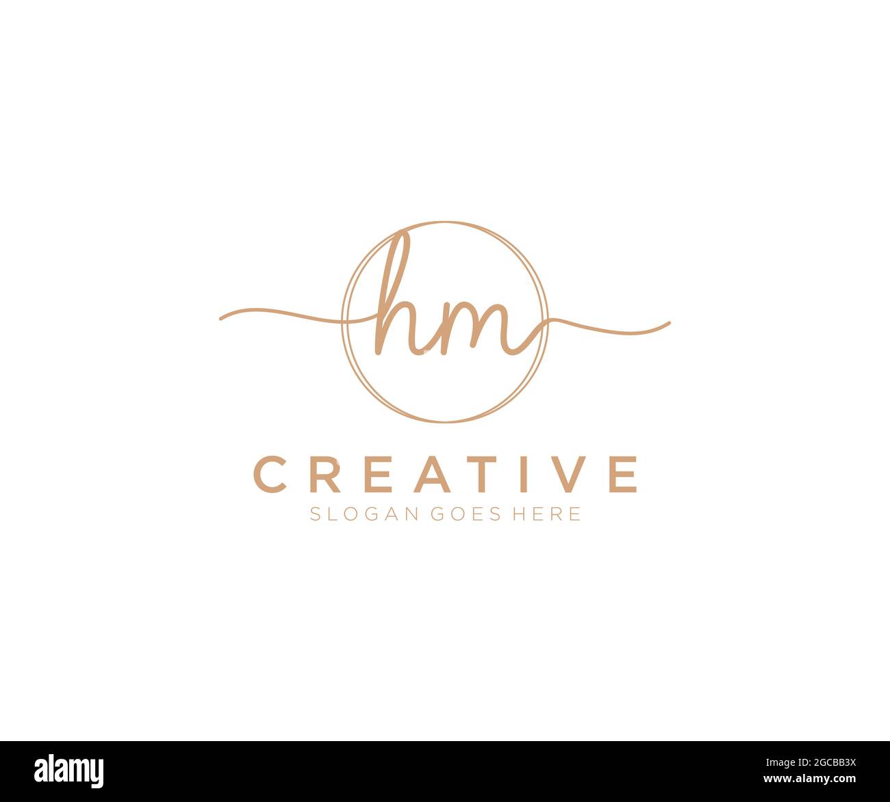 HM Feminine logo beauty monogram and elegant logo design, handwriting logo of initial signature, wedding, fashion, floral and botanical with creative Stock Vector