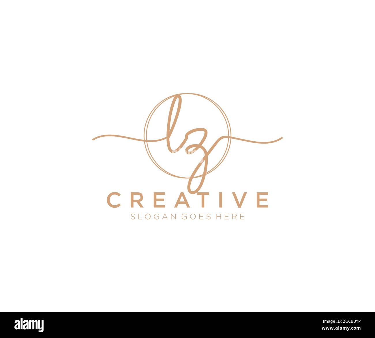 LZFeminine logo beauty monogram and elegant logo design, handwriting logo of initial signature, wedding, fashion, floral and botanical with creative t Stock Vector