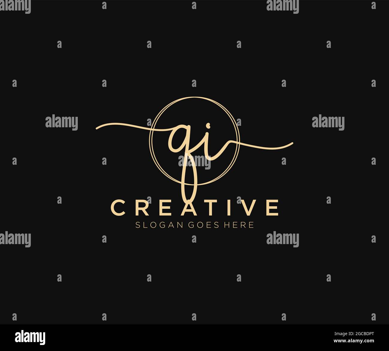 QI Feminine logo beauty monogram and elegant logo design, handwriting ...