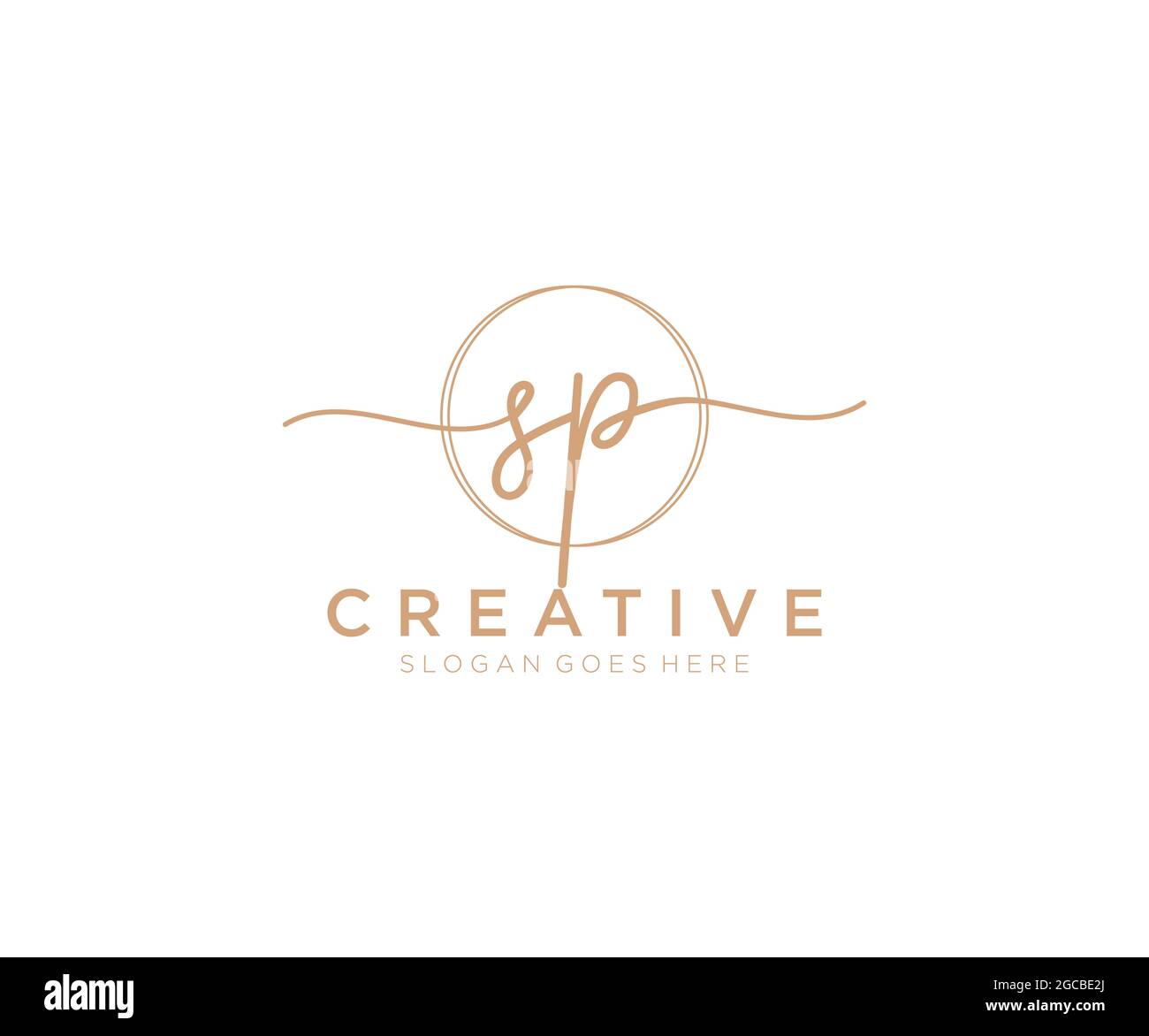 SP Feminine logo beauty monogram and elegant logo design, handwriting logo of initial signature, wedding, fashion, floral and botanical with creative Stock Vector