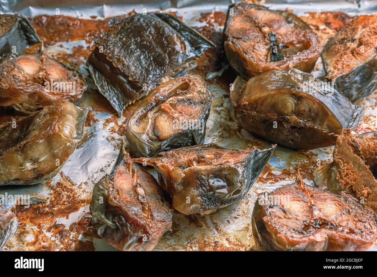 Dried Gtrilled Nigerian Fish used to prepare Soups and Sauces Stock Photo