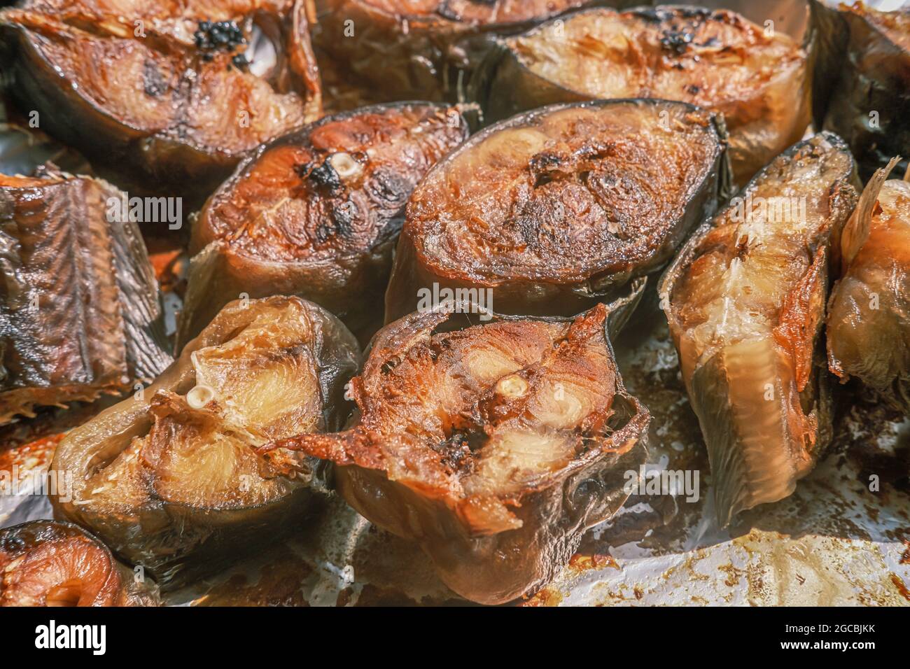Dried Gtrilled Nigerian Fish used to prepare Soups and Sauces Stock Photo