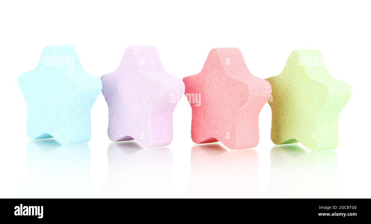 Sea salt for bathing, isolated on white Stock Photo Alamy