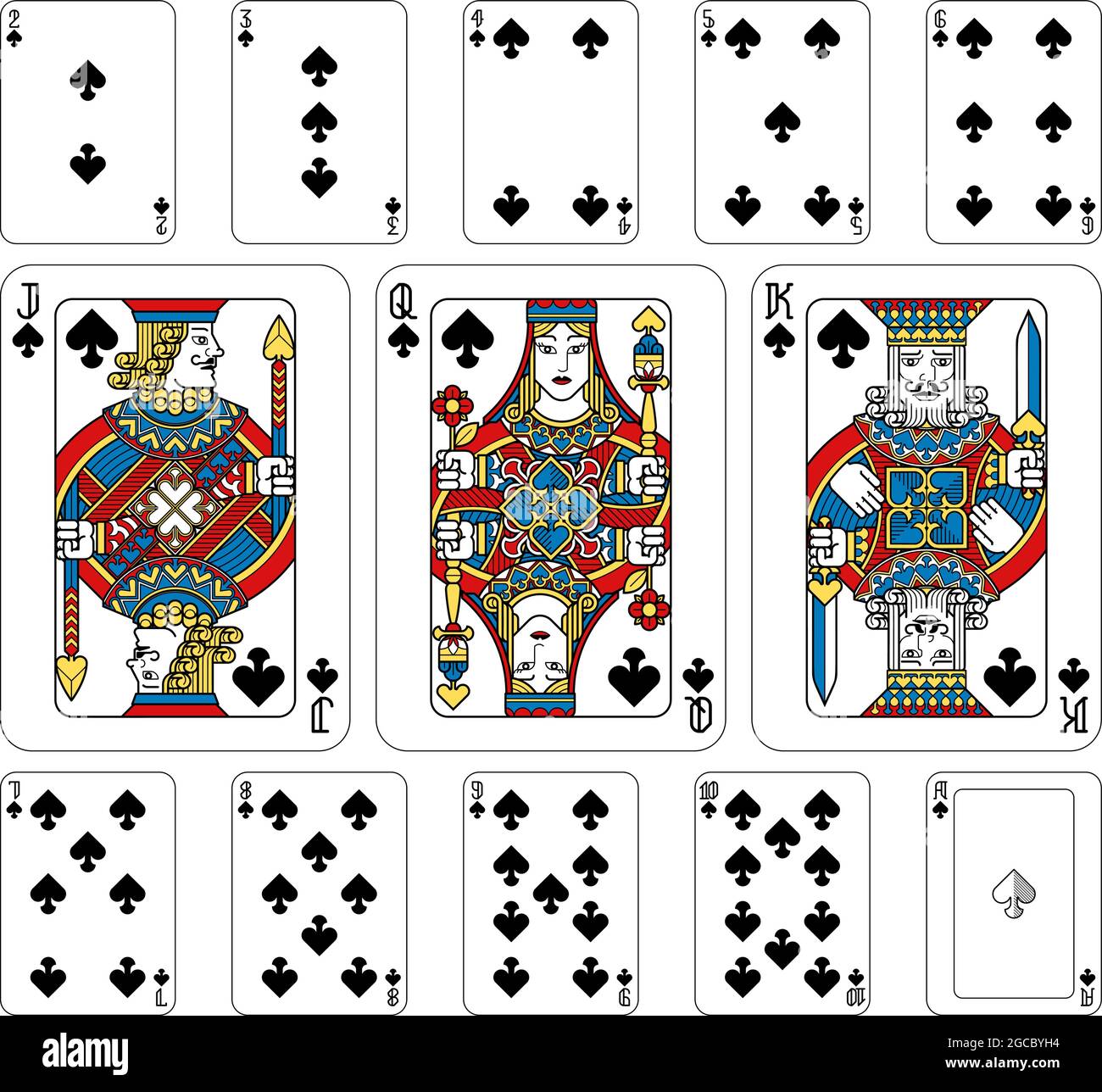 Playing Cards Spades Yellow Red Blue and Black Stock Vector Image & Art