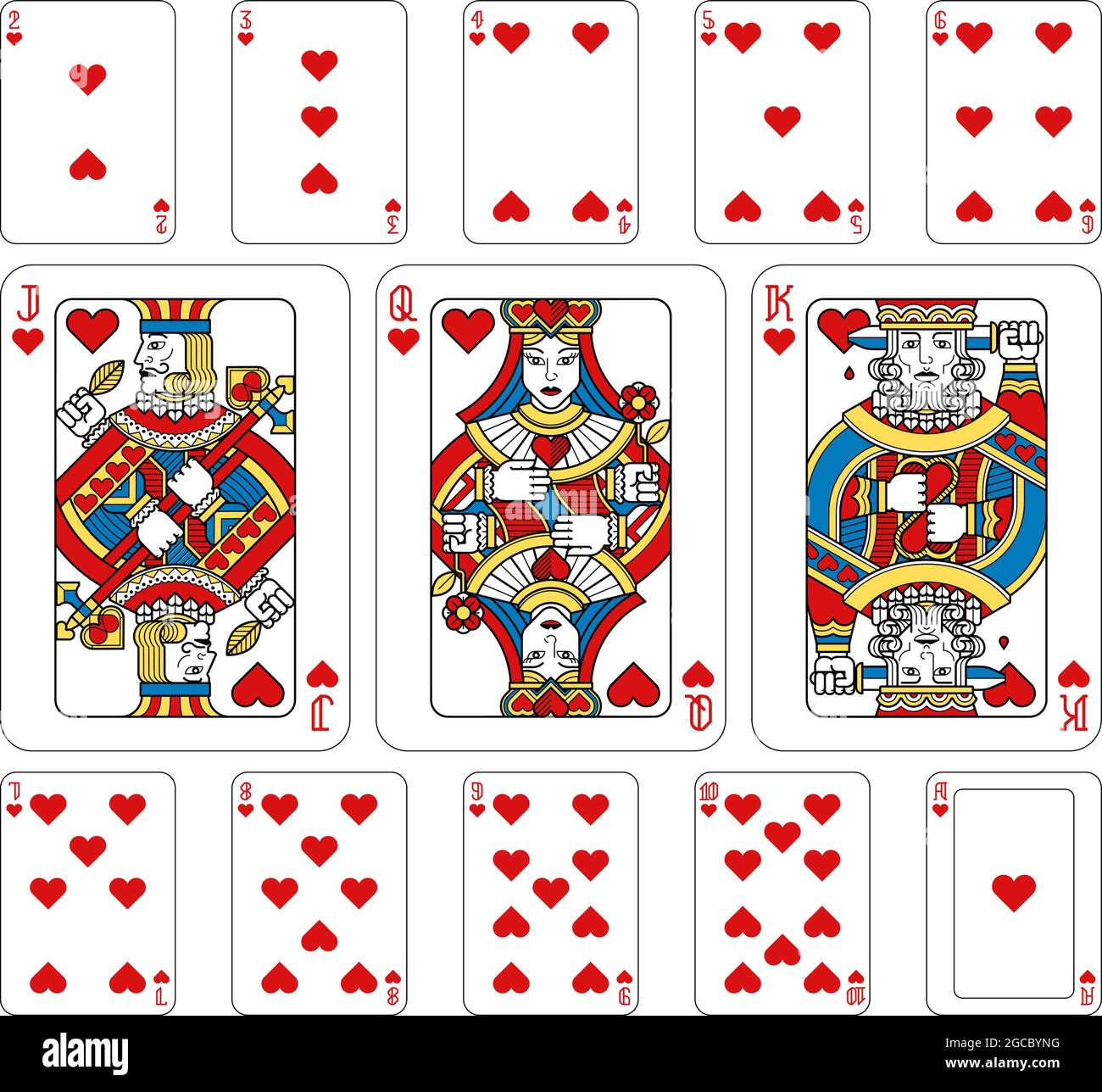 Diamond suit playing cards of King, Queen and Jack in funny modern flat  style Stock Vector