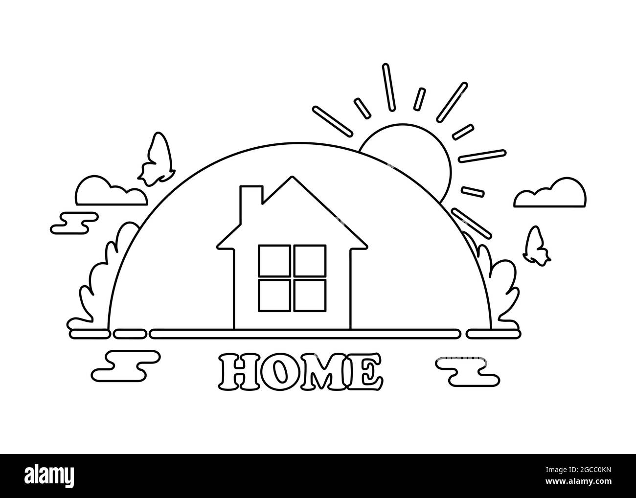 home coloring page. coloring page for children. on white background Stock Photo