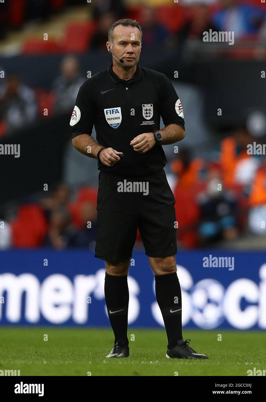 London, England, 7th August 2021. Referee, Paul Tierney during The FA