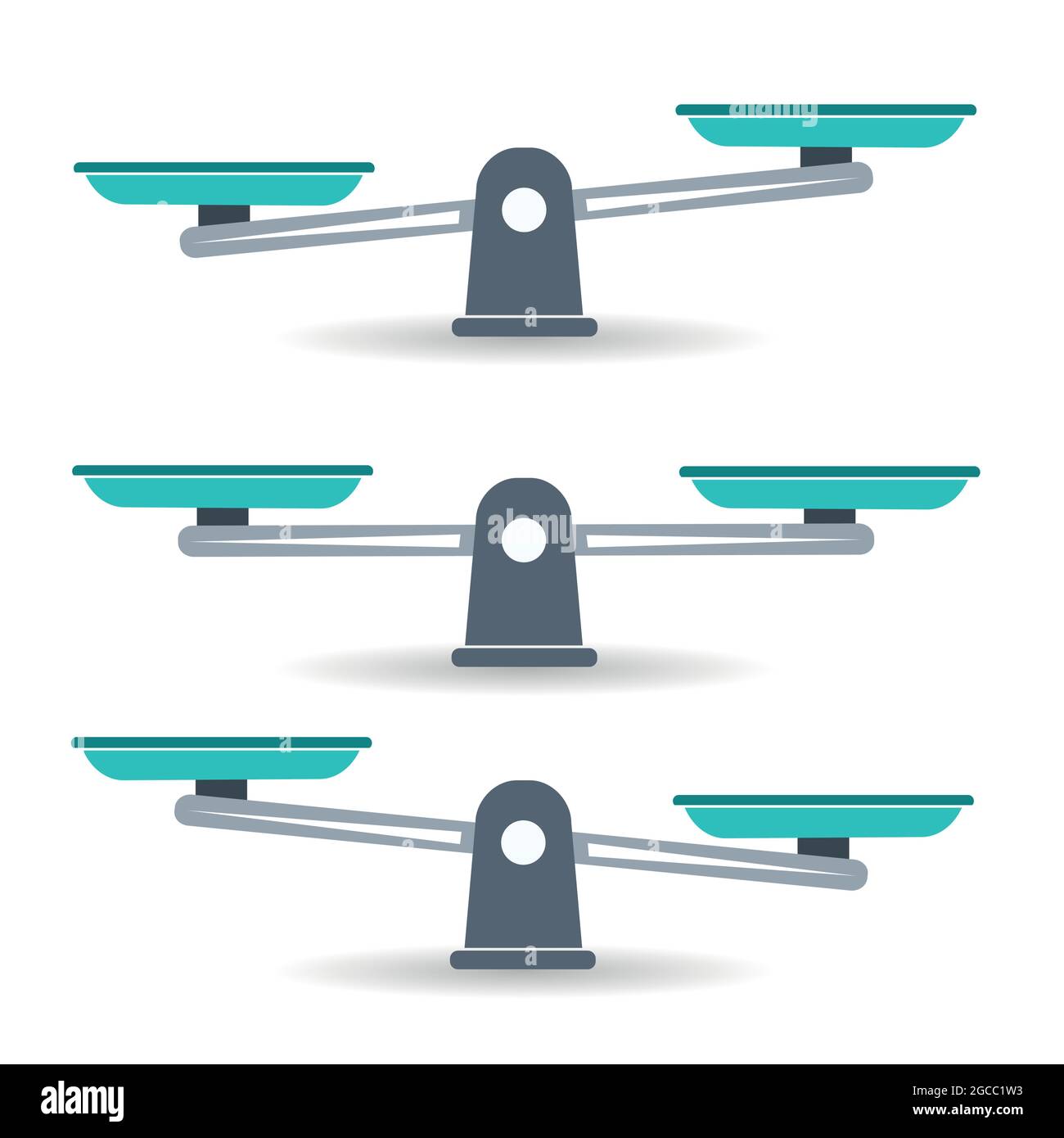 Bowls of scales in balance, an imbalance of scales. Libra, vector