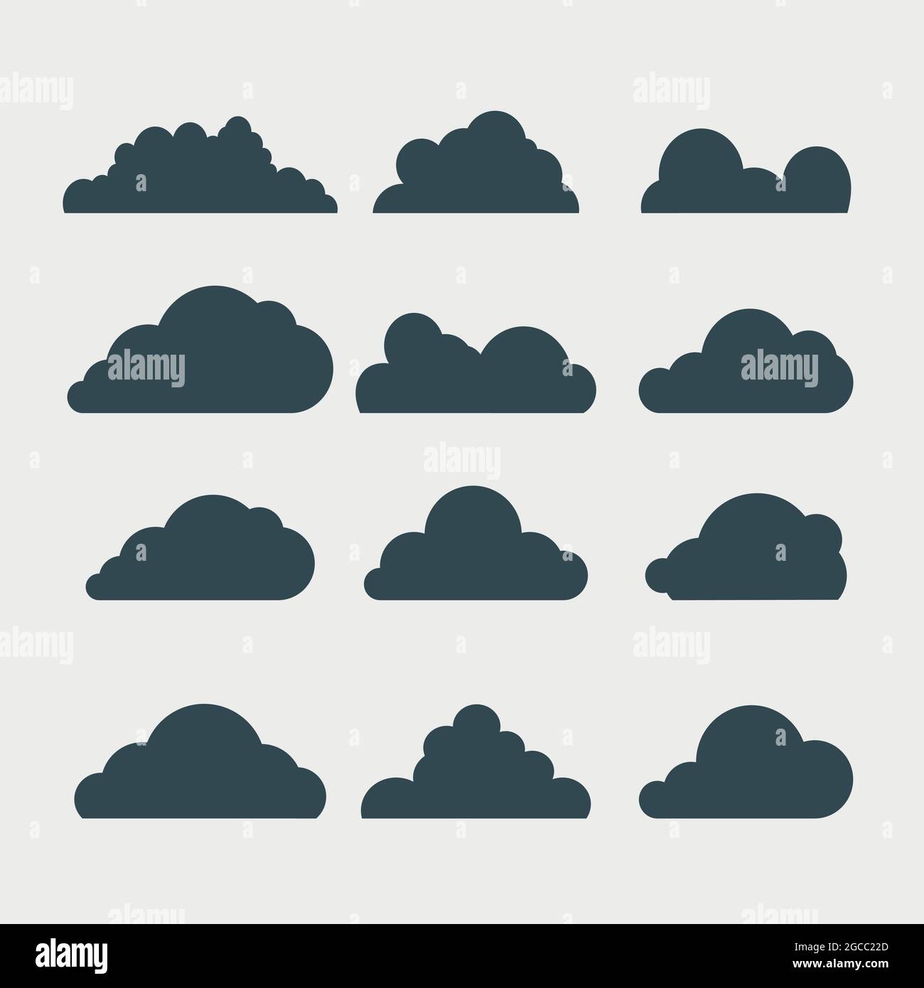 Blue clouds on white sky with long shadow. Stock Stock Vector