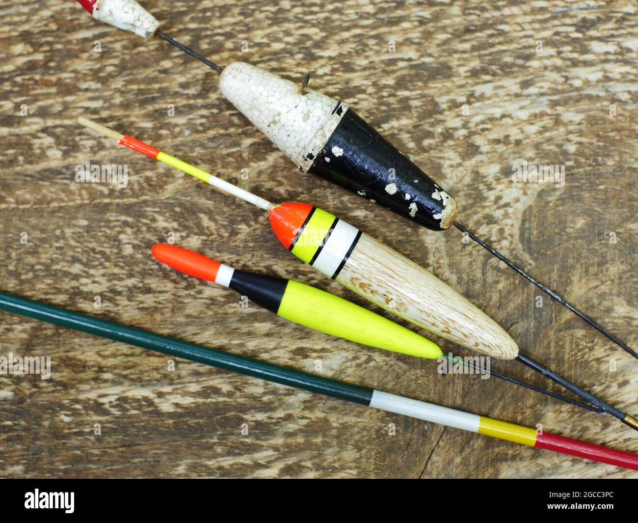 set of bobbers for fishing of different carrying capacities close-up ...