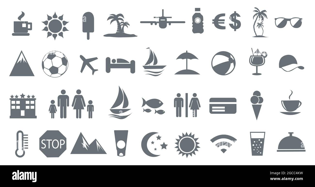 Summer and Vacation icons vector Stock Vector Image & Art - Alamy