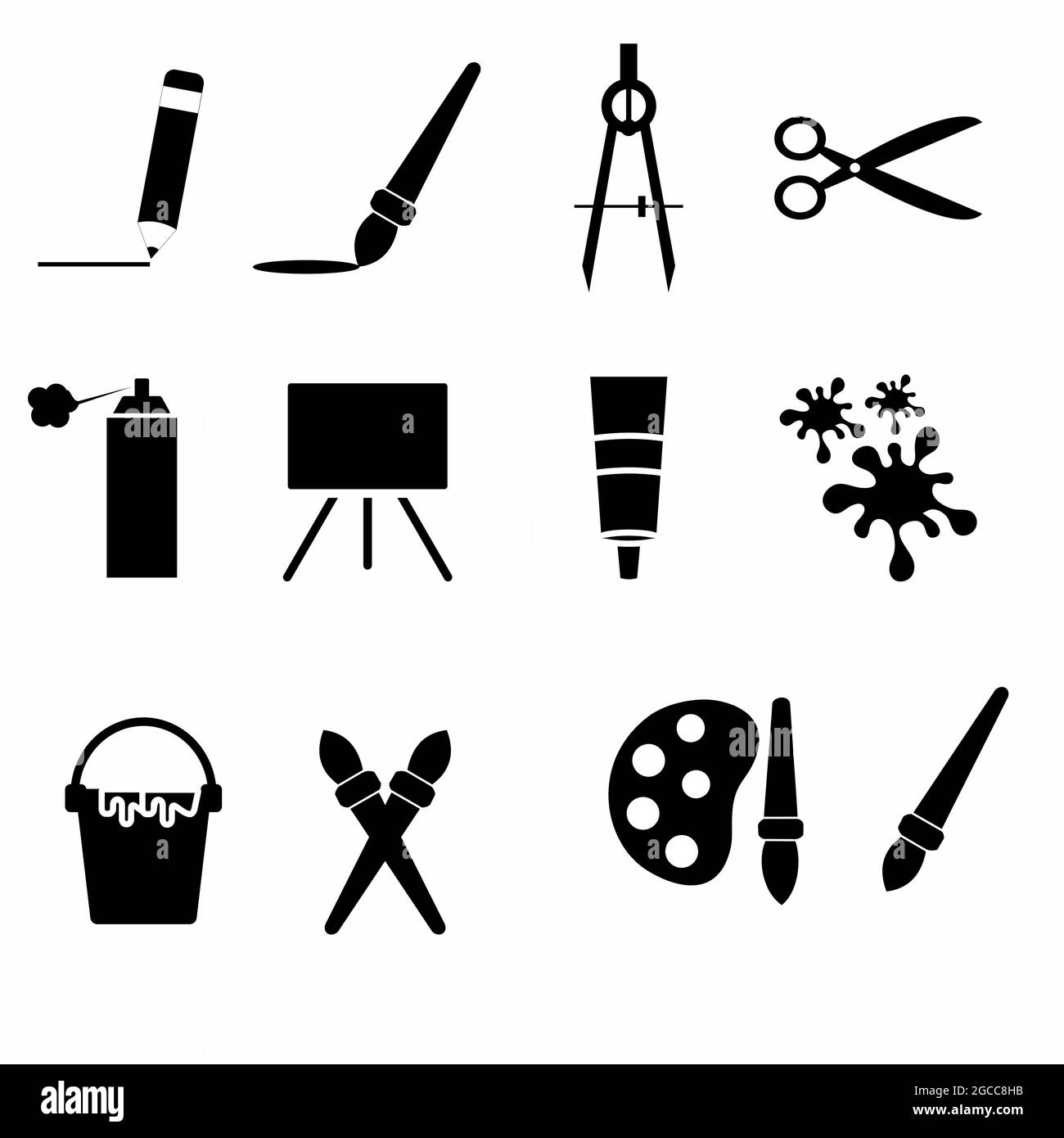 Icon Vector of Painting Set - Black Style - simple illustration ...